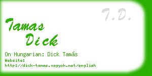 tamas dick business card